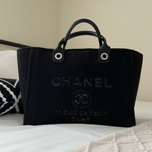 CHANEL black on black tote